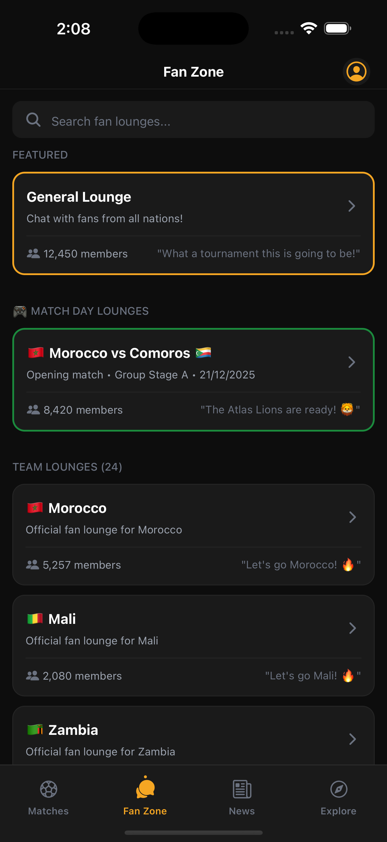 CAN 2025 App - Home Screen